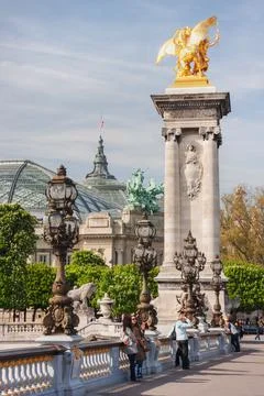 Alexander's third bridge and Petit Palais in Paris Stock Photos