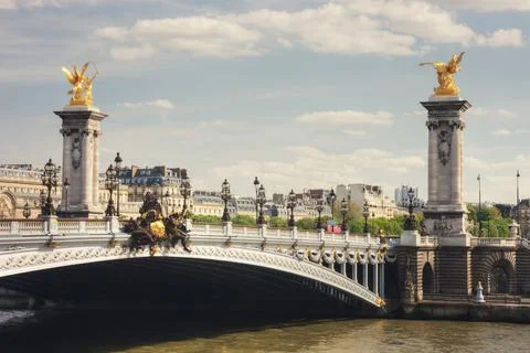 Alexander's third bridge in Paris on a spring day Stock Photos