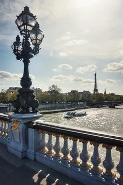 Alexander's third bridge in Paris on a spring day Stock Photos