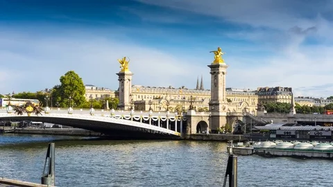Alexandre III bridge Stock Footage 80595270