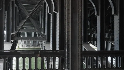 Alexandre III bridge steel support framework underneath historical landmark Video stock 337295867