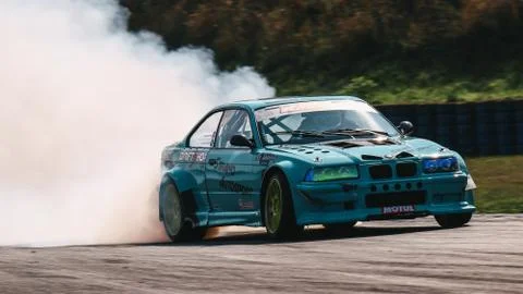 Alexandre Strano driving a BMW E36 M3 Turbo Stock Photos