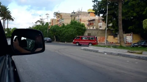 Alexandria, Egypt-looking from car window to lifestyle in the street Stock Footage 80220899