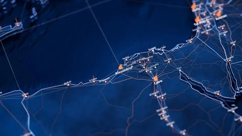 Alexandria map big data visualization. Futuristic map infographic of city in Illustrazione stock