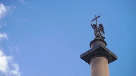 Alexandrine Column at Dvortsovaya (Palace) Square in St.Petersburg, Russia Stock Footage 46820828