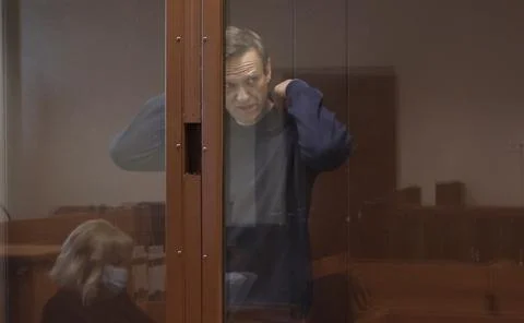 Alexei Navalny on trial for slander charges, Moscow, Russian Federation - 16 Feb Stock Photos