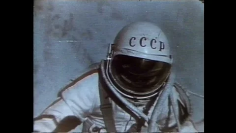 Alexi Leonov in space does spacewalk - 1965 Stock Footage 94382760