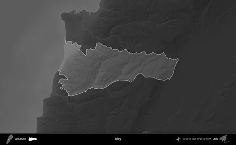 Aley highlighted, Lebanon. Grayscale Stock Illustration