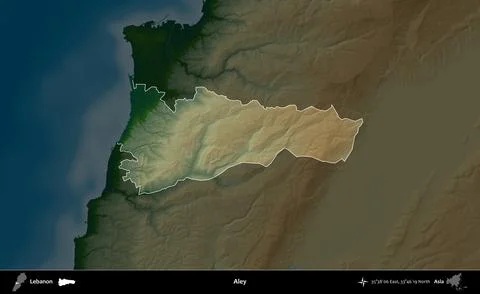 Aley highlighted, Lebanon. Physical Stock Illustration