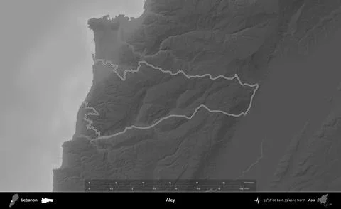 Aley outlined, Lebanon. Grayscale Stock Illustration