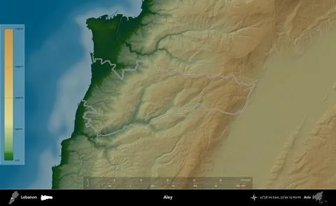 Aley outlined, Lebanon. Physical Stock Illustration