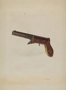 Alf Bruseth, Muzzle Loading Pistol, c 1940 Muzzle Loading Pistol Copyright... Stock Photos