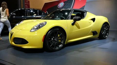Alfa Romeo 4c Spider on display during the Miami International Auto Show Stock Footage 68723873