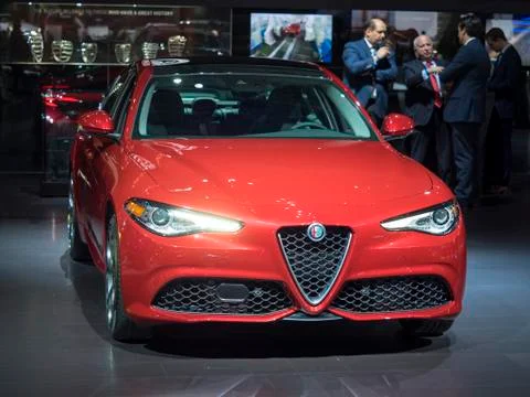 Alfa Romeo Giulia at the New York International Auto Show 2017 스톡 사진