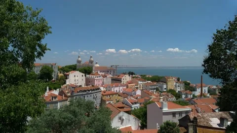 Alfama and Monastery of Saint Vincent, Lisbon, Portugal Stock Footage 194430106