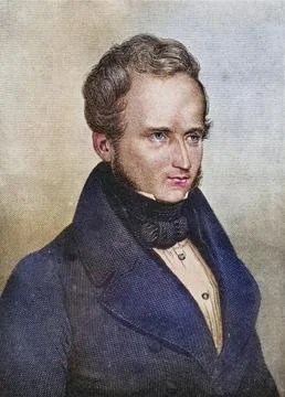 Alfred Victor Comte de Vigny, 1797-1863, French poet, playwright and novelist. Stock Illustration