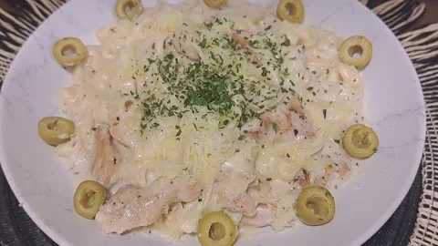 Alfredo Pasta Video Video stock 258966879