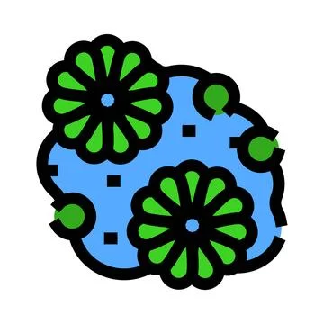 Algae bloom spreading in water pond ecosystem イラスト素材