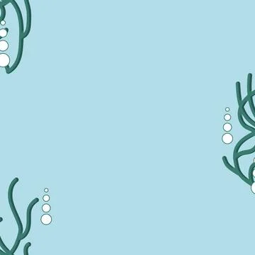 Algae in cartoon style. Seamless pattern. Vector illustration. Stock Illustration