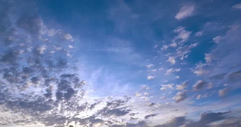 Algae clouds at sunset, blue sky Видео 167379111
