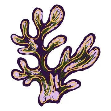 Algae corals in stylized technique. Marine world, texture pencil marker strok Stock Illustration