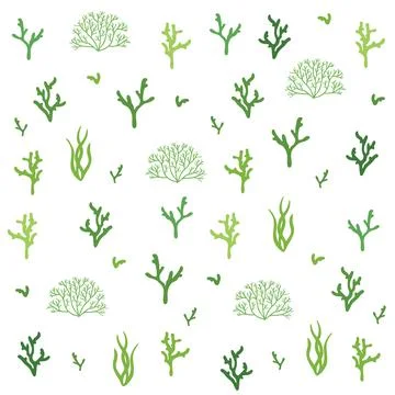 Algae green pattern seamless vector Illustrazione stock