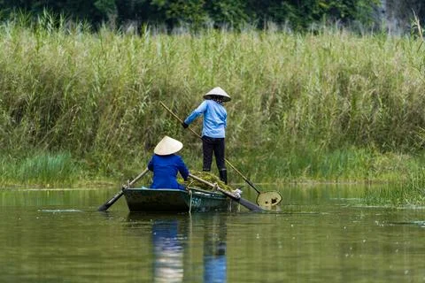 Algae removal from river Stock Photos