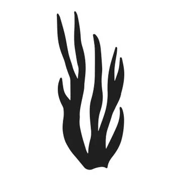 Algae silhouette hand drawing. vector marine plants Illustrazione stock