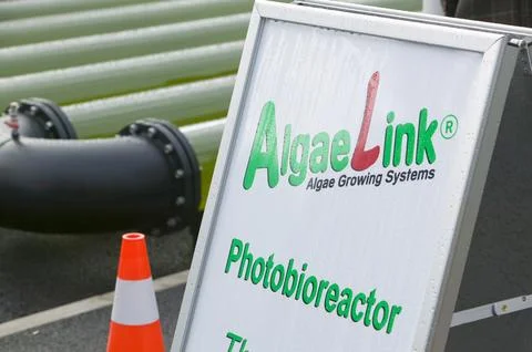An AlgaeLink Algae growing system that is harvested to make ethanol and biodi Stock Photos