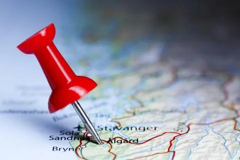Algard, Norway pin on map Foto stock