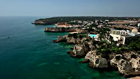Algarve Coast between Praia da Marinha and Armacao de Pera, Algarve. Portugal Stock Footage 152249086