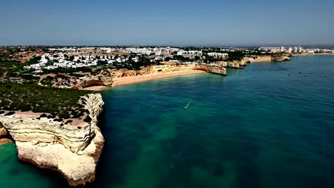 Algarve Coast between Praia da Marinha and Armacao de Pera, Algarve. Portugal Stock Footage 152276214