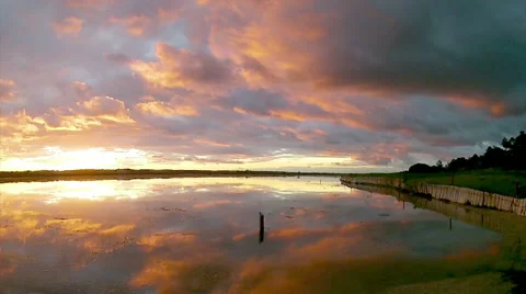 Algarve QDL cloudscape Sunset Pan Timelapse C Stock Footage 46421014