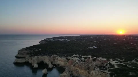 Algarve Sunset Beach Drone View, Portugal Stock Footage 249409798