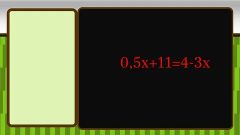 Algebra. Elementary school. Solving the equation with a single variable graphic Stock Footage 128671627