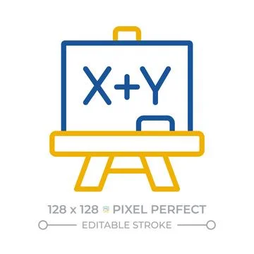 Algebra pixel perfect two color line icon Stock Illustration