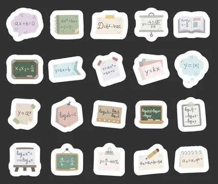 Algebra set featuring linear equation 스톡 일러스트