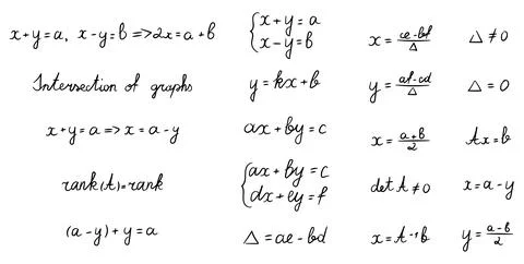 Algebra system equation set 스톡 일러스트