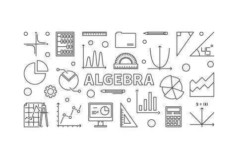 Algebra vector horizontal banner or illustration Stock Illustration