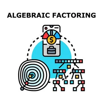 Algebraic factoring analyzing business risk and financial goals concept 스톡 일러스트