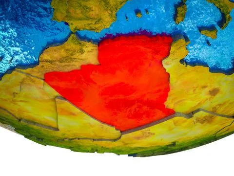 Algeria on 3D Earth Stock Illustration