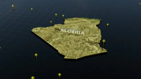 Algeria 3D Map With Animation Video stock 301940410