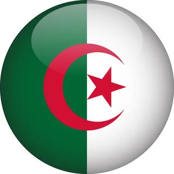 Algeria 3D Rounded Flag Vector Stock Illustration