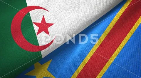 Algeria and Congo Democratic Republic two flags textile cloth Stock Photos