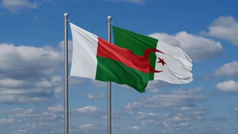 Algeria and Madagascar two flags Stock Footage 287673615