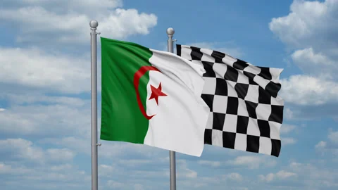 Algeria and racing checkered two flags Stock Footage 269315100