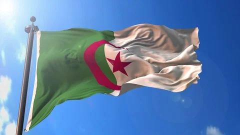 Algeria animated flag pack in 3D and isolated background Stock Footage 119931549