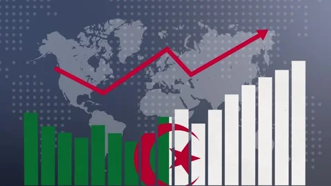 Algeria bar chart graph with ups and downs, increasing values Stock Footage 276548543