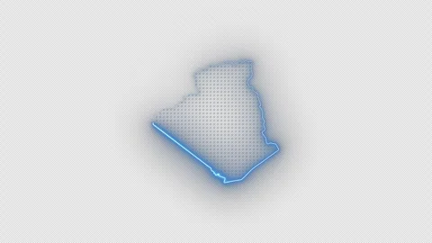 Algeria Blue Neon Map Border Loop Motion Graphic, Transparent Background, 4K Vídeo Stock 337294593