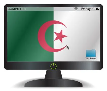 Algeria Computer Screen With On Button Stock Illustration